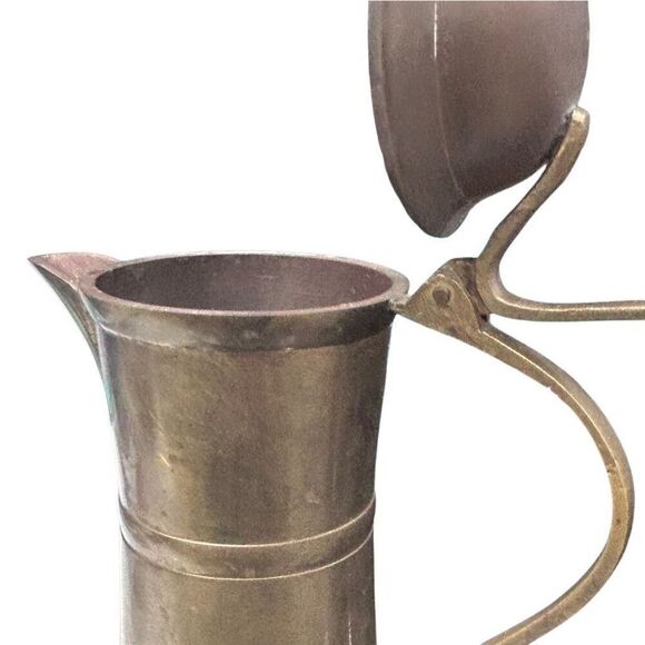 Antique Vintage Brass Pitcher 8” Lidded Made In India Metalware - Picture 8 of 15